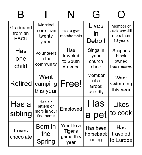 JACK & JILL ASSOCIATES JEWELS Bingo Card