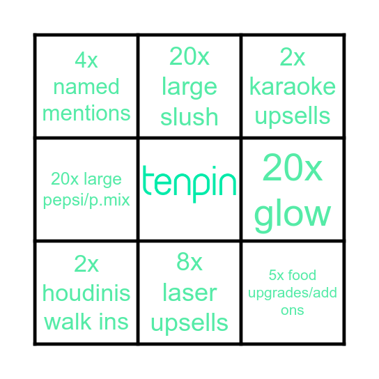 Tenpin Upsell Bingo! Bingo Card