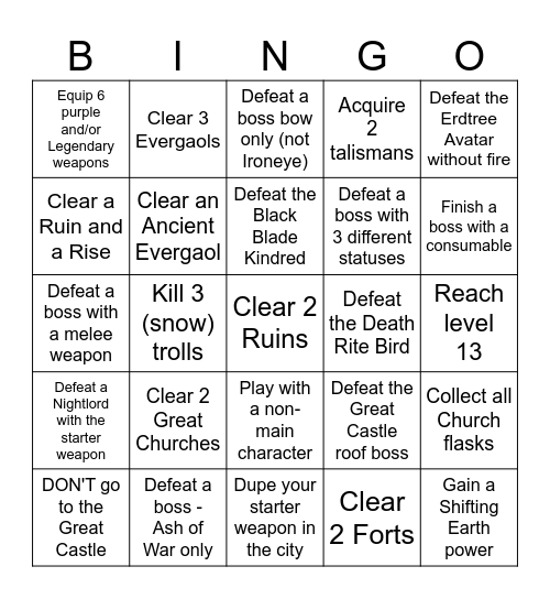 Nightreign Bingo Card