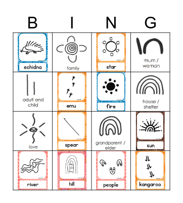 NAIDOC Aboriginal Symbols Bingo Card