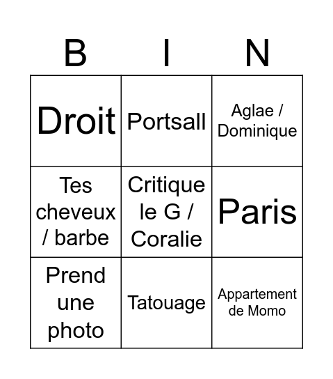 N Bingo Card