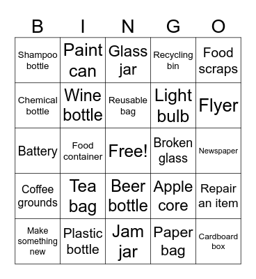 Recycling Bingo Card