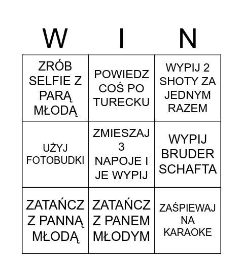 Ukończ linie dla małej nagrody Ukończ plansze dla dużej nagrody Bingo Card