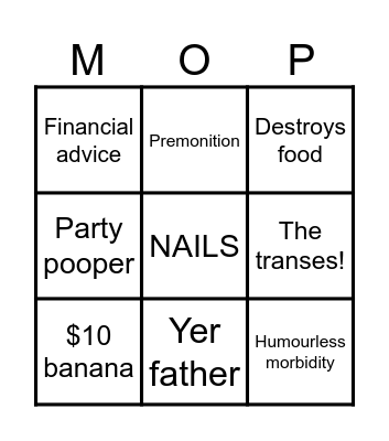 Mops Bingo Card