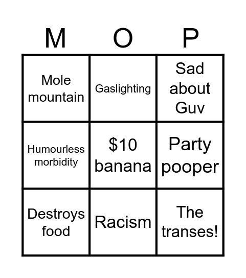 Mops Bingo Card