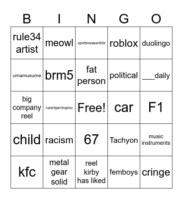 ig reels Bingo Card