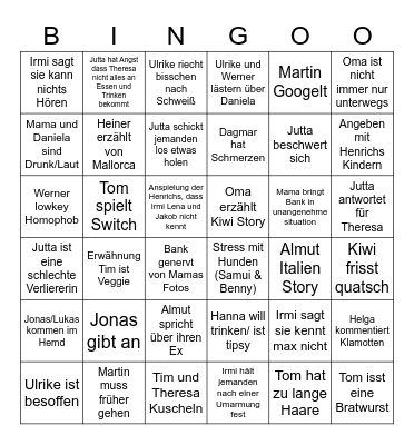 Family Bingo Card
