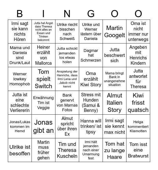 Family Bingo Card