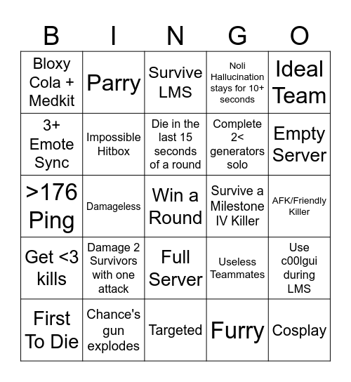 FORSAKEN BINGO Card