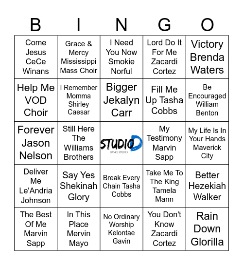 GOSPEL MUSIC BINGO ROUND 1 Bingo Card