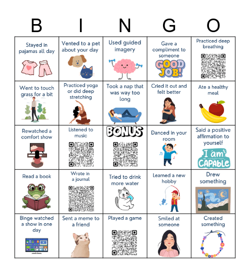 MENTAL HEALTH Bingo Card