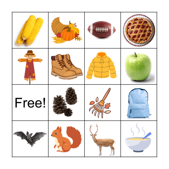 Fall Bingo Card