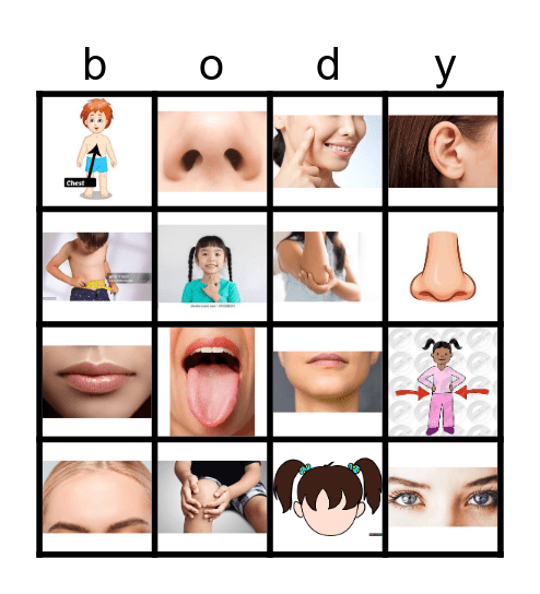 Body Part BINGO Card