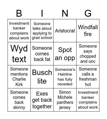YAW Bingo Card