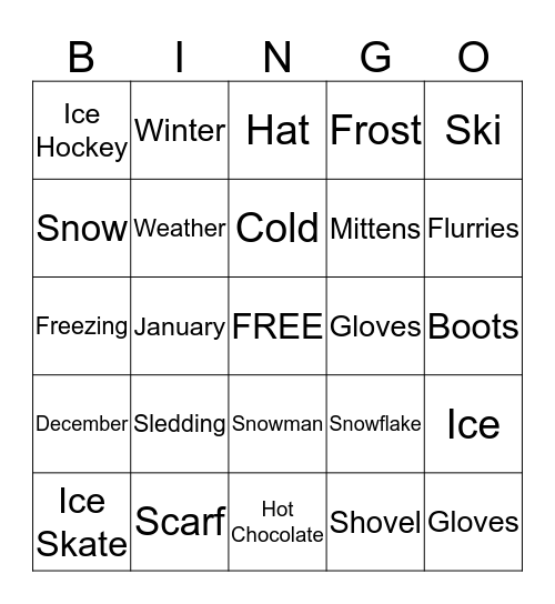 Winter Bingo Card