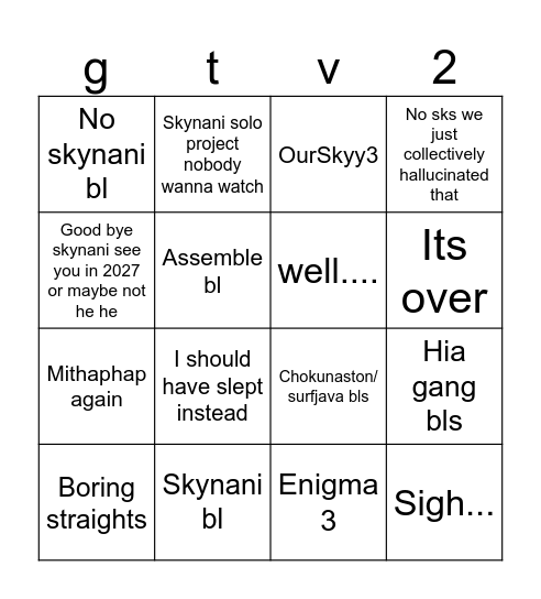 gmmtv2026 Bingo Card