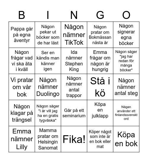 Bokmässan Bingo Card