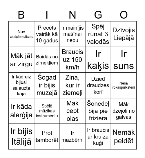 Draudzes gadasvētku Bingo Card