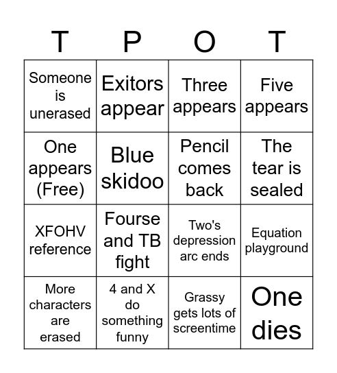 Tpot 20 Bingo Card