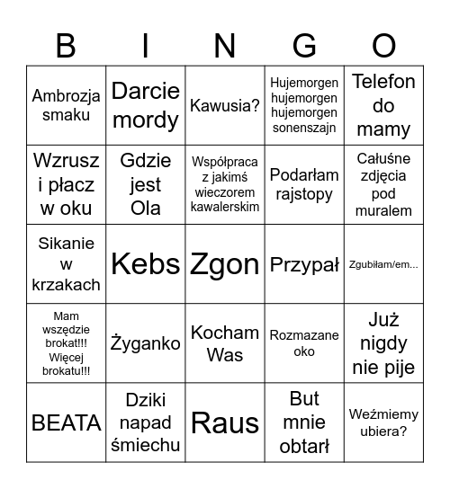 Zbierzemy komplet? Bingo Card