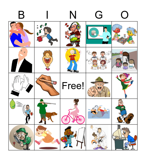 Action Verbs Bingo Card