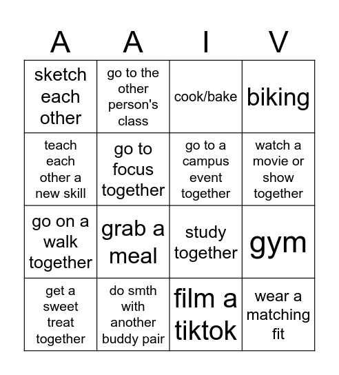 buddy bingo Card