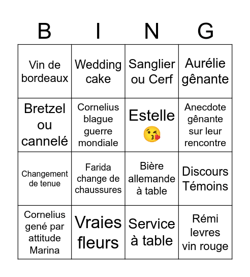 Marinage Bingo Card
