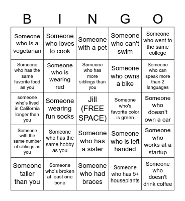 People Bingo Card