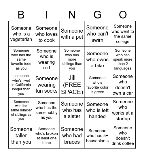 People Bingo Card