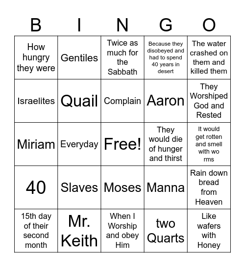 God Takes Care of His People Bingo Card