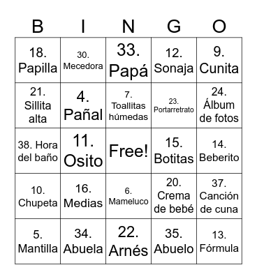 Baby Shower Pooh Bingo Card