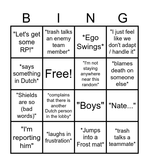 Bazzman Bingo Card