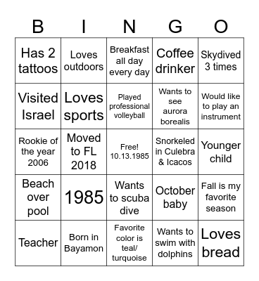 Cynthia is 40! Bingo Card