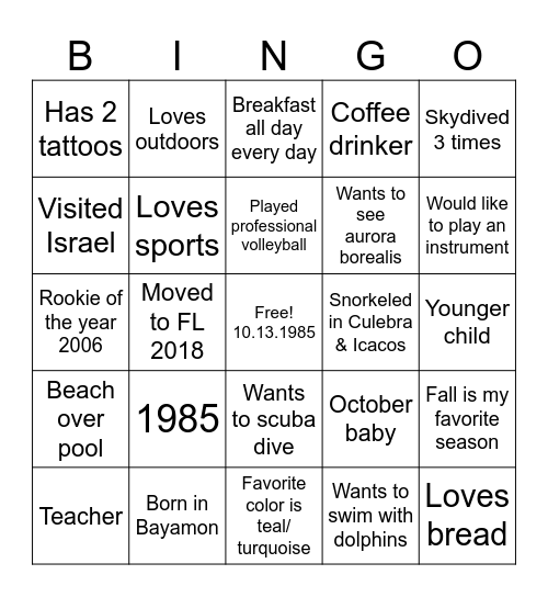 Cynthia is 40! Bingo Card