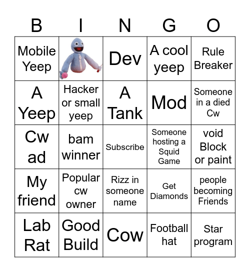 Yeeps Bingo Card