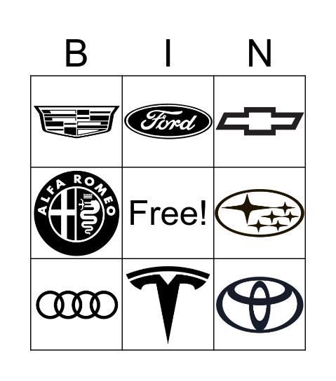 Car Logo Bingo! Bingo Card