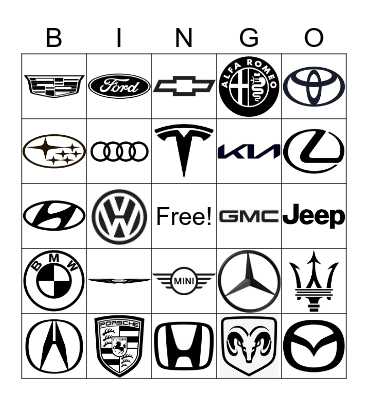 Car Logo Bingo! Bingo Card