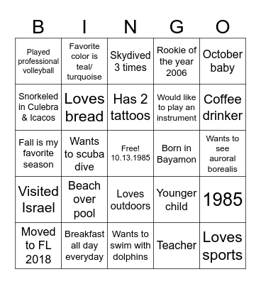 Cynthia is 40! Bingo Card