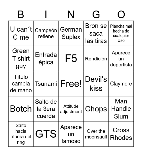 WrestlePalooza Bingo Card