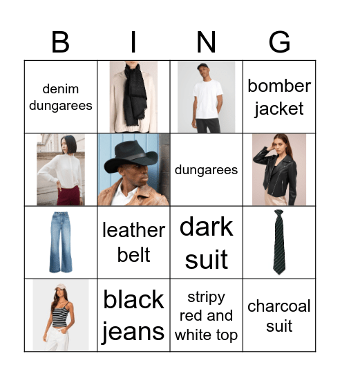 Clothing vocabulary Bingo Card