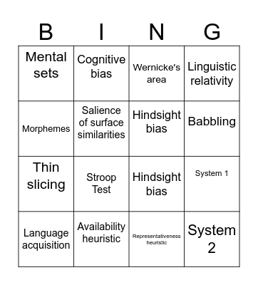 PSYC 105 Bingo Card
