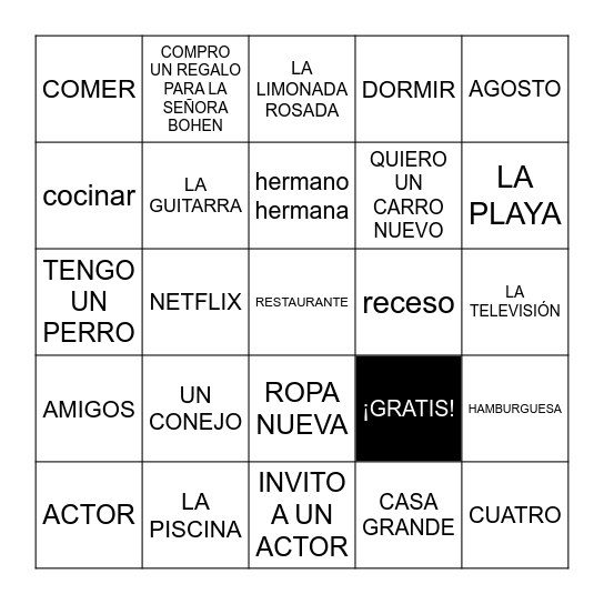 ¡LA ESTRELLA DEL DÍA! Bingo Card