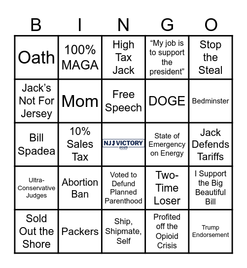 First Gubernatorial Debate Watch Party Bingo Card