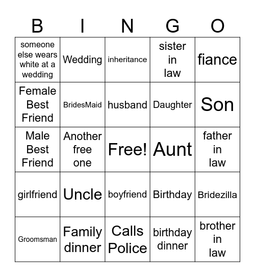 AITA Bingo Card
