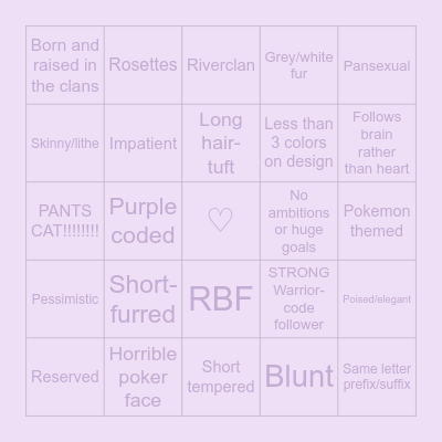 Pearlpurr Bingo Card