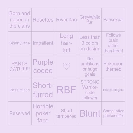 Pearlpurr Bingo Card