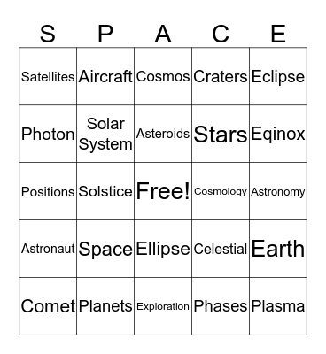 Space-0 Bingo Card