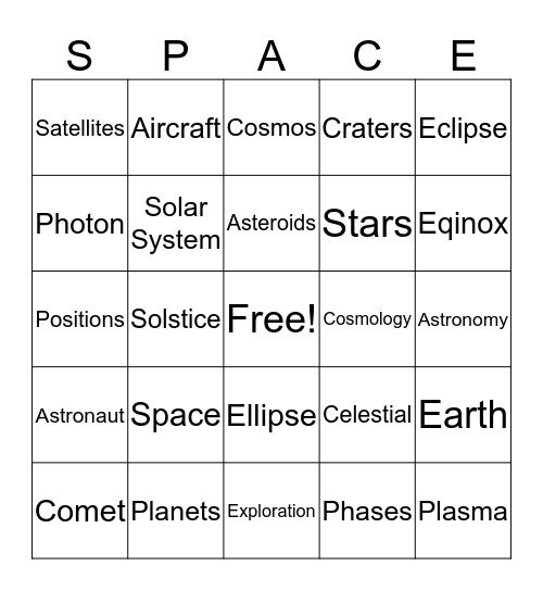 Space-0 Bingo Card