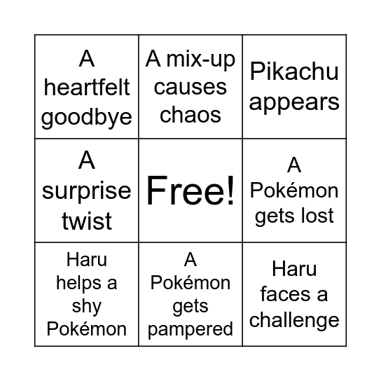 POKEMON CONCIERGE Bingo Card