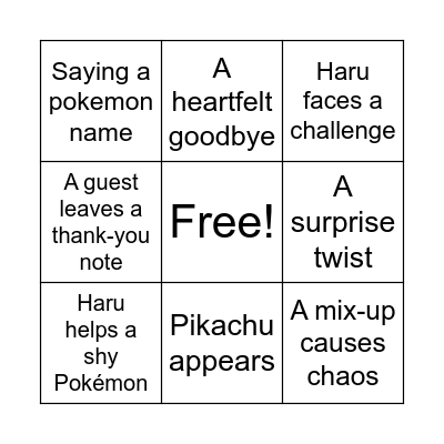 POKEMON CONCIERGE Bingo Card